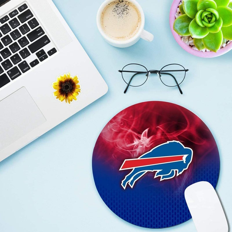 ZYJTEK Sports Round Mouse Pad,Red Blue Design Non-Slip Rubber Base Mousepad for Computers Laptop Desk,Gaming Mouse Mat for Football Fans - Image 3
